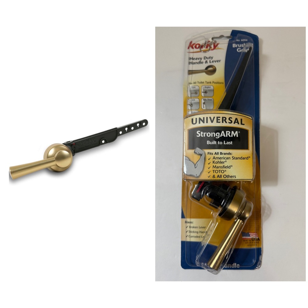 Korky 6094 StrongARM Universal Toilet Tank Lever Brushed GOLD Heavy Duty Metal